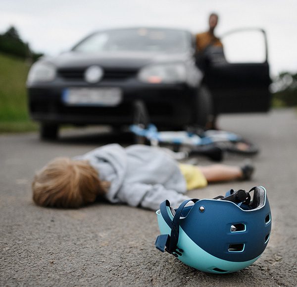 pedestrian-car-accident car accident with a pedestrian riding a bike